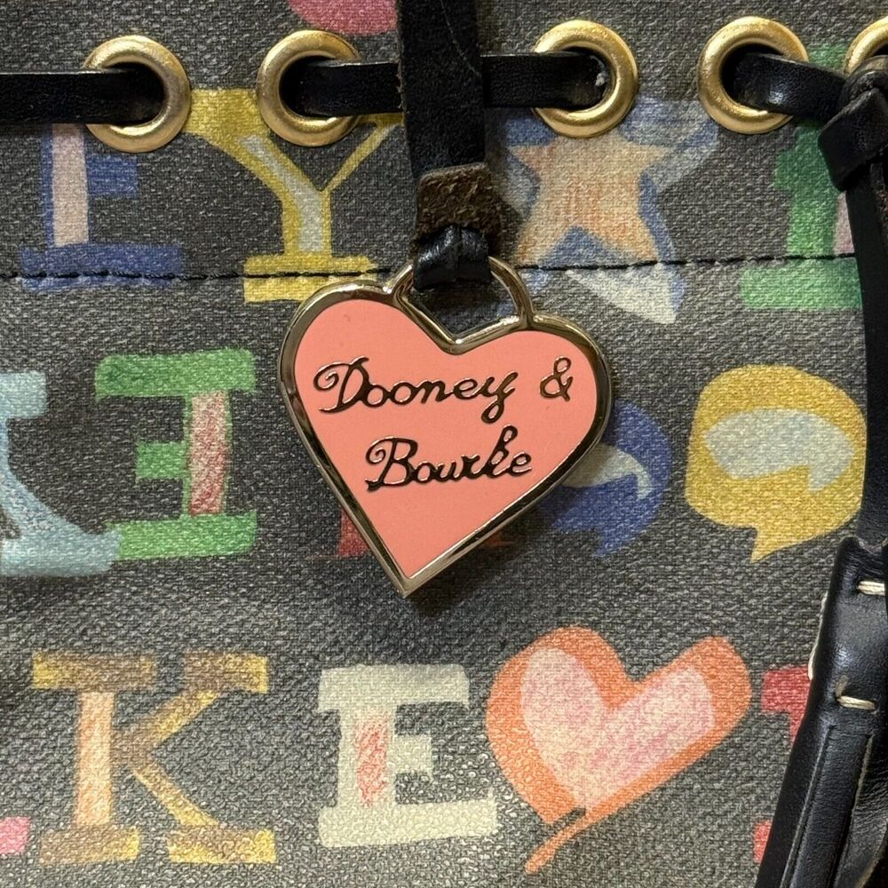 VINTAGE Y2K Dooney & Bourke Black Mini Tassels Graffiti Bag - Picture 6 of 7